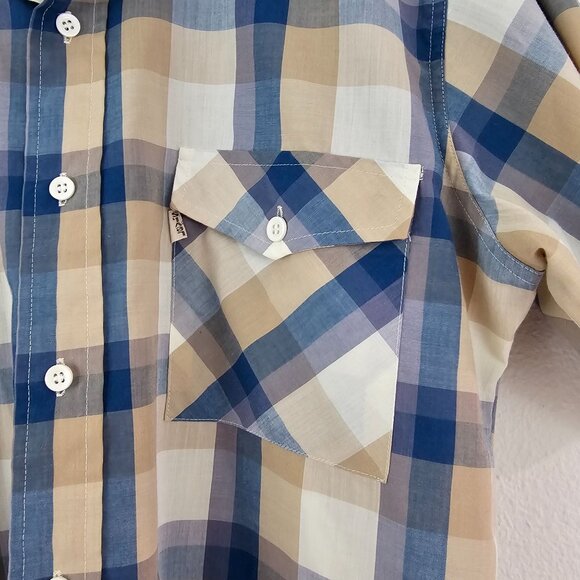 Vintage Levis Mens Sz M Plaid Check Cotton Button Up Shirt Western Casual Work - Picture 2 of 7